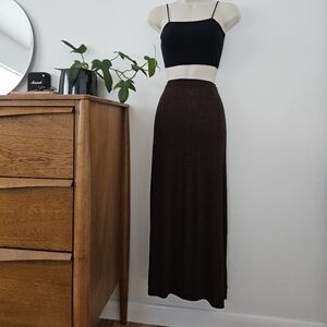 vintage brown 90s y2k grunge goth whimsigoth boho slinky indie urban maxi skirt